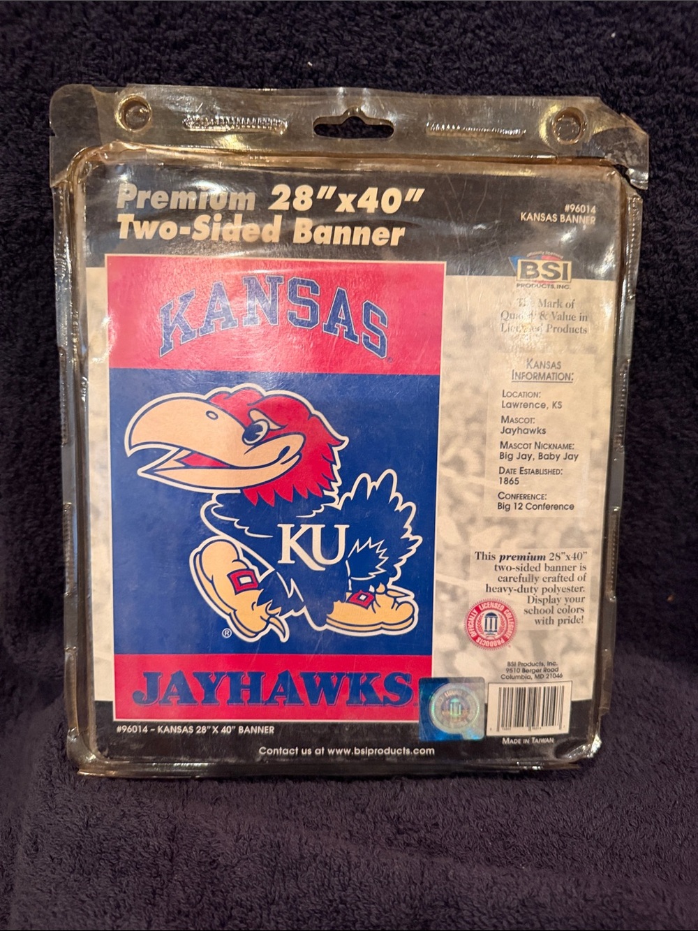 NCAA Kansas Jayhawks Banner - Blue/Red/Gold